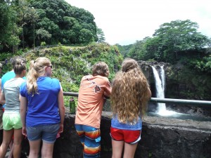 Watching the "swirling rocks" at Rainbow Falls